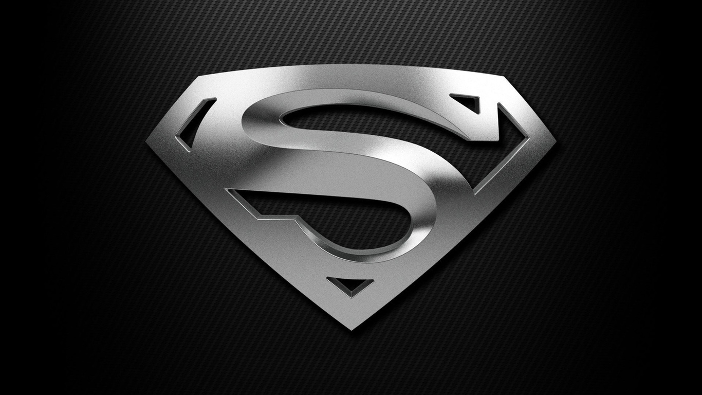 balck, gray, shield, Superman, silver