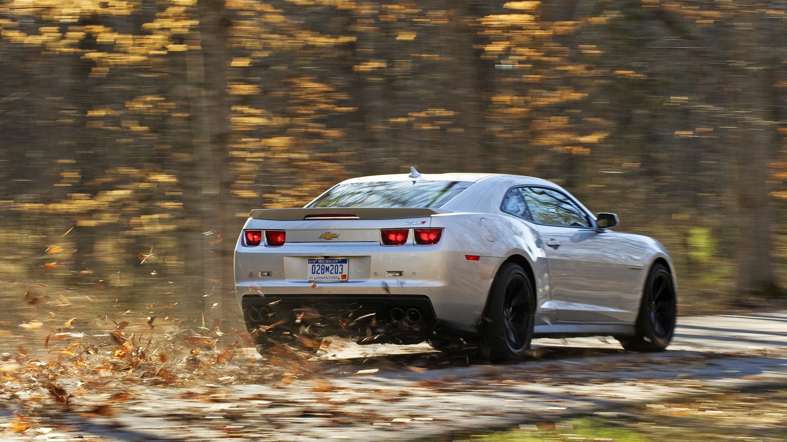 silvery, Chevrolet, road, zl1, , autumn,  1, camaro