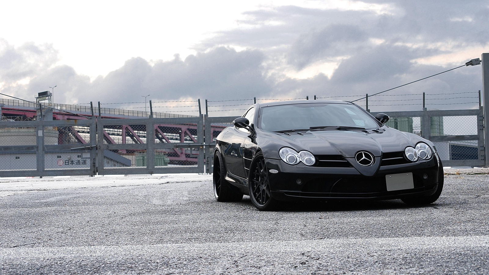 black,  , Mercedes benz, clouds, slr mclaren, , sky