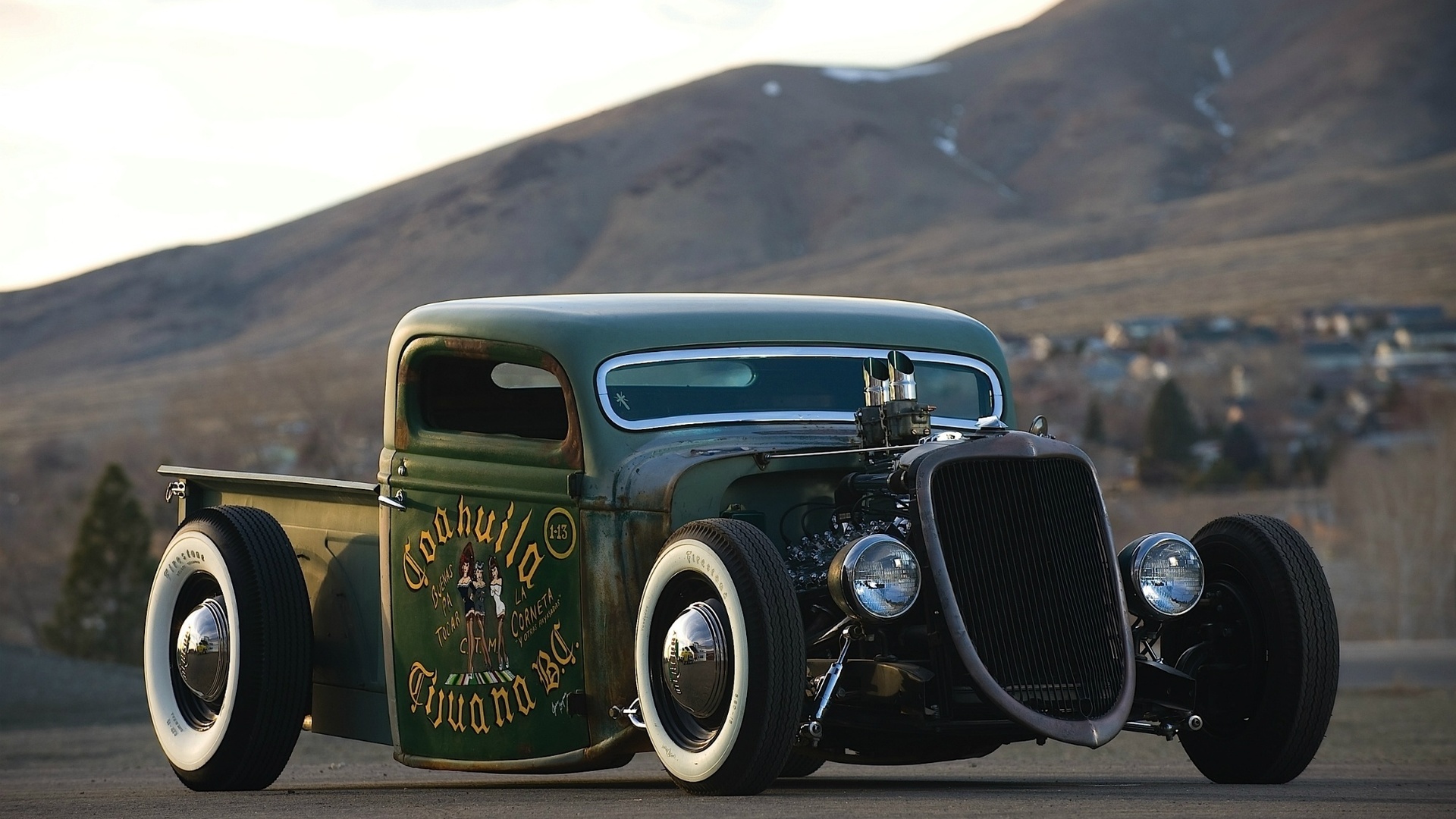 pickup, Ford, 1935, rat rod, v8