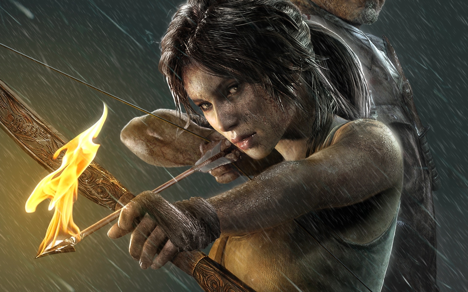 Картинки игра, лара крофт, девушка, girl, огонь, Tomb raider, стрела, game,  tomb raider, lara croft - обои 1920x1200, картинка №68988