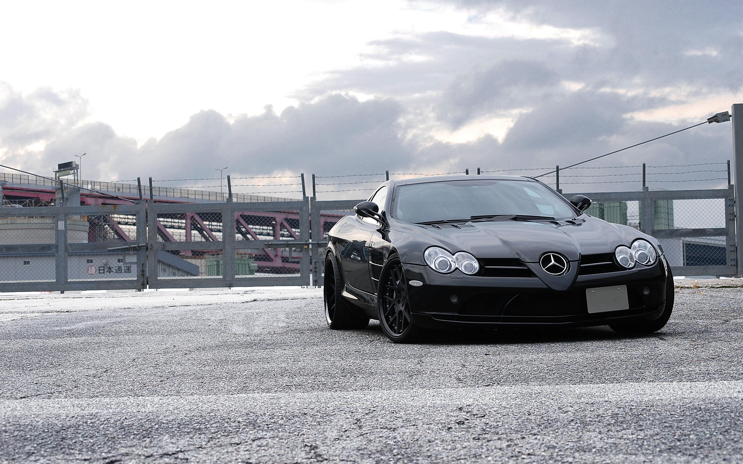 black,  , Mercedes benz, clouds, slr mclaren, , sky