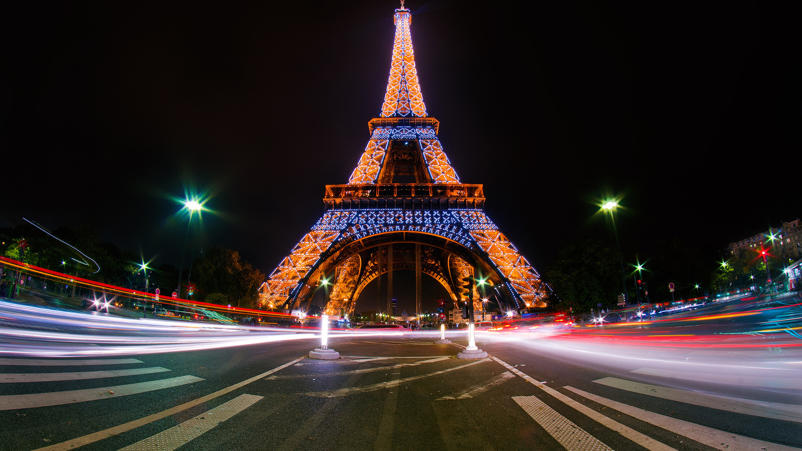 paris, eiffel tower, at night