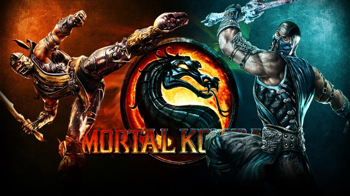 Картинки mortal kombat, komplete edition, арт, игра, sub-zero, скорпион -  обои 1366x768, картинка №89738