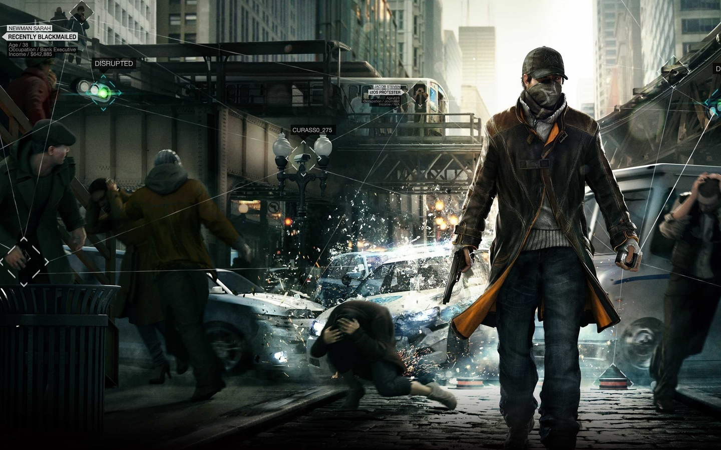 Картинки watch dogs, игра, эйден пирс, главный герой - обои 1440x900,  картинка №95016