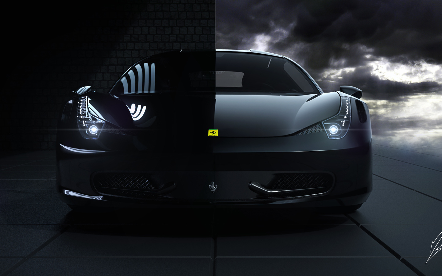 ferrari, 458, italia, black, front