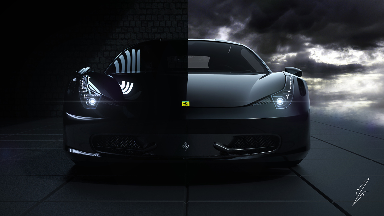 ferrari, 458, italia, black, front