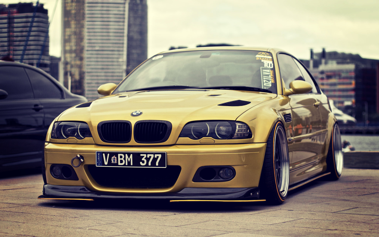 gold, bmw, m3, e46, stance, , , 