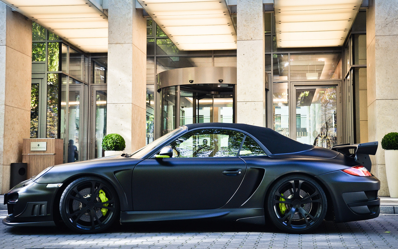 black, gt, cabriolet, porsche, techart, 997, building, matt, 911