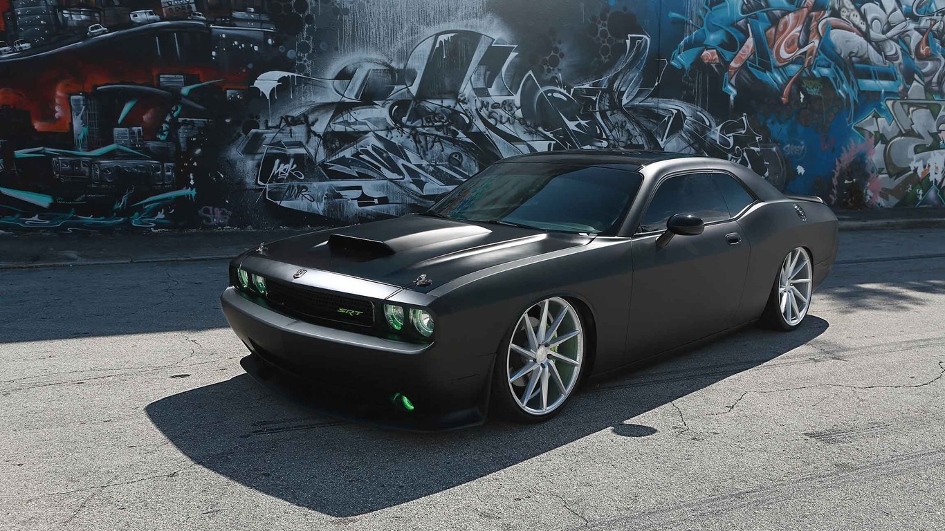 dodge, challenger, vossen, , blck