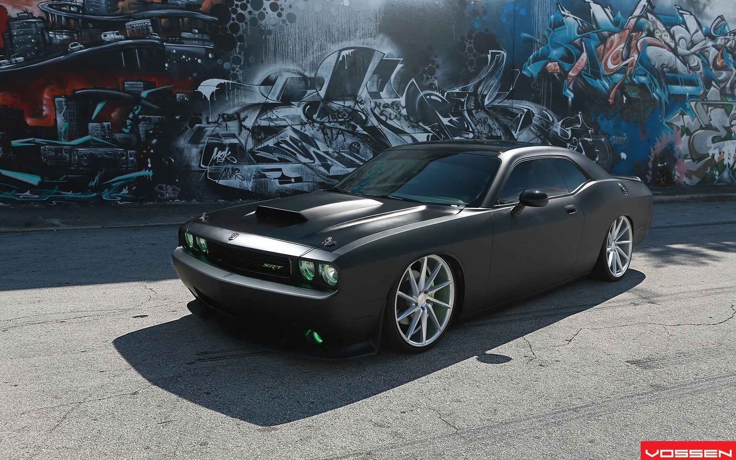 dodge, challenger, vossen, , blck