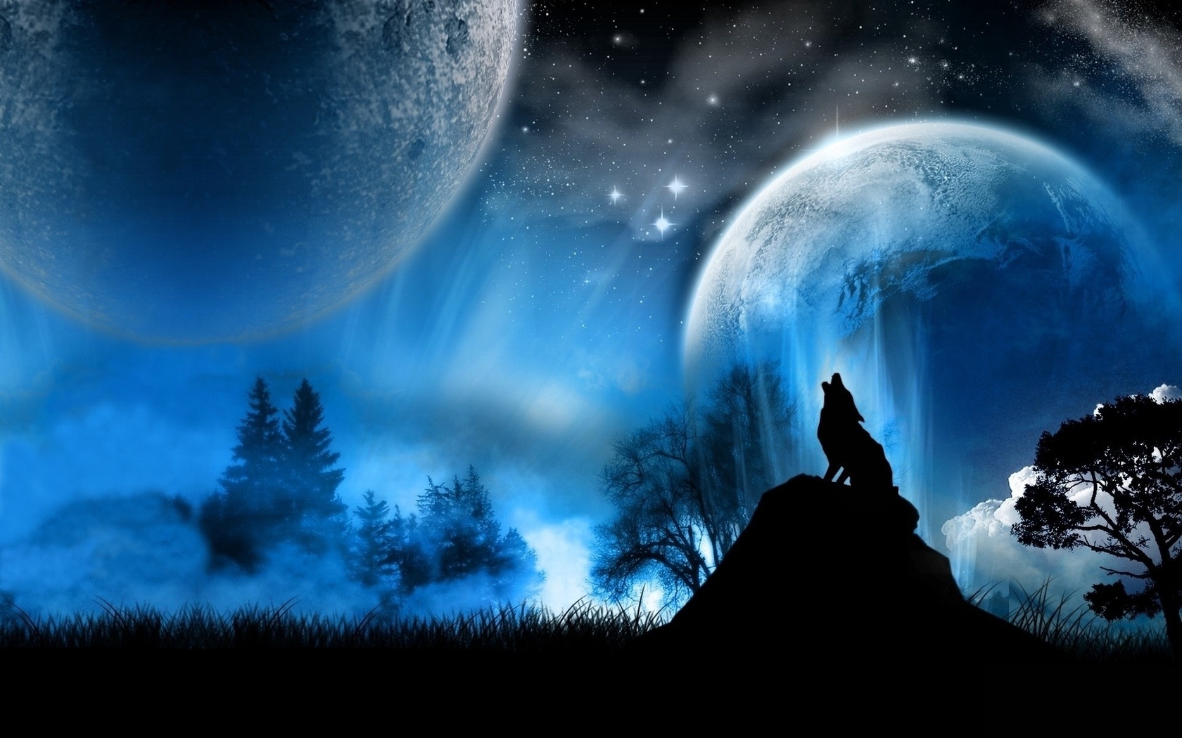 wolves, , fantasy art, 