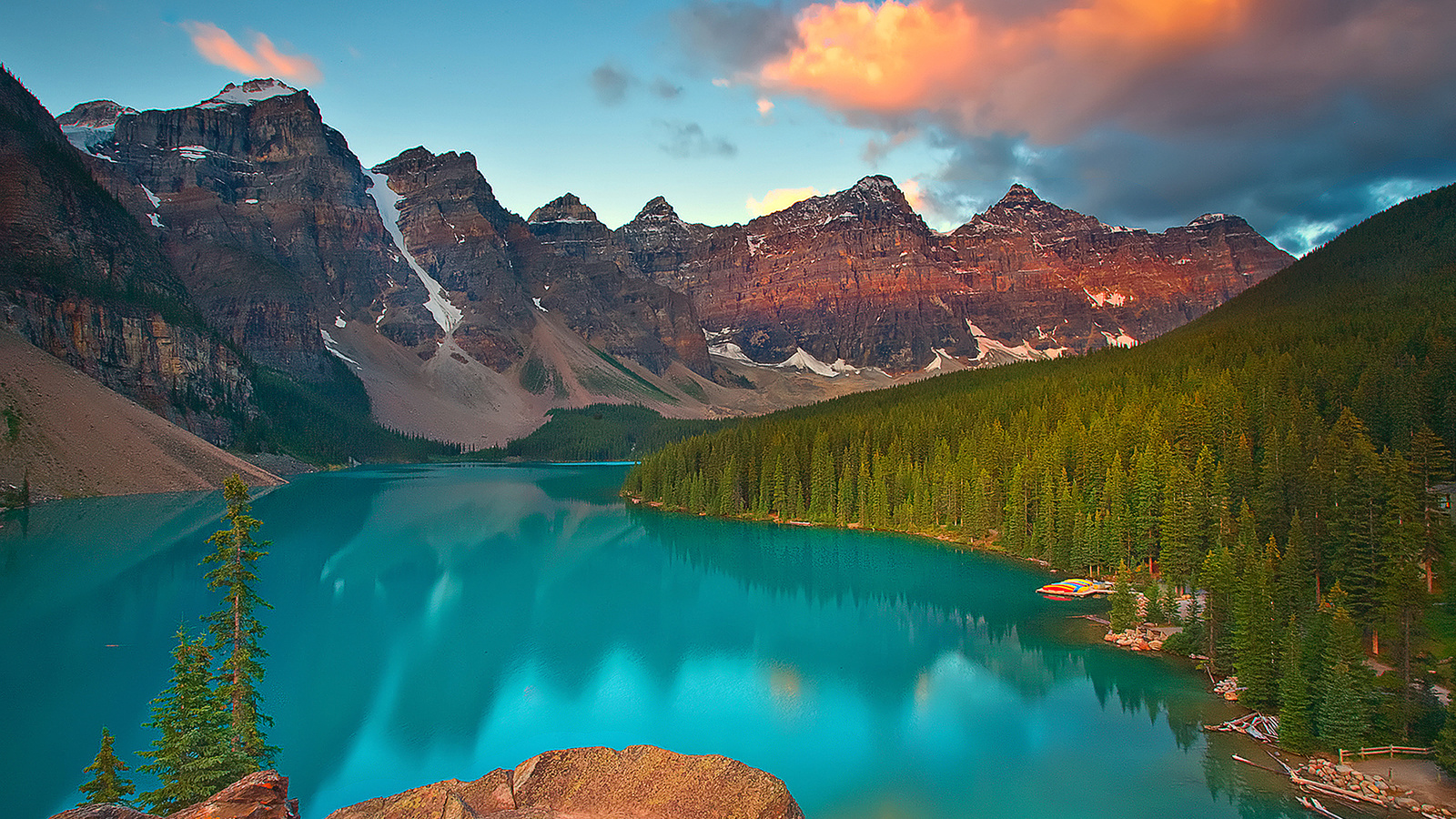 sunrise on moraine lake  banff, alberta, canada, , , 