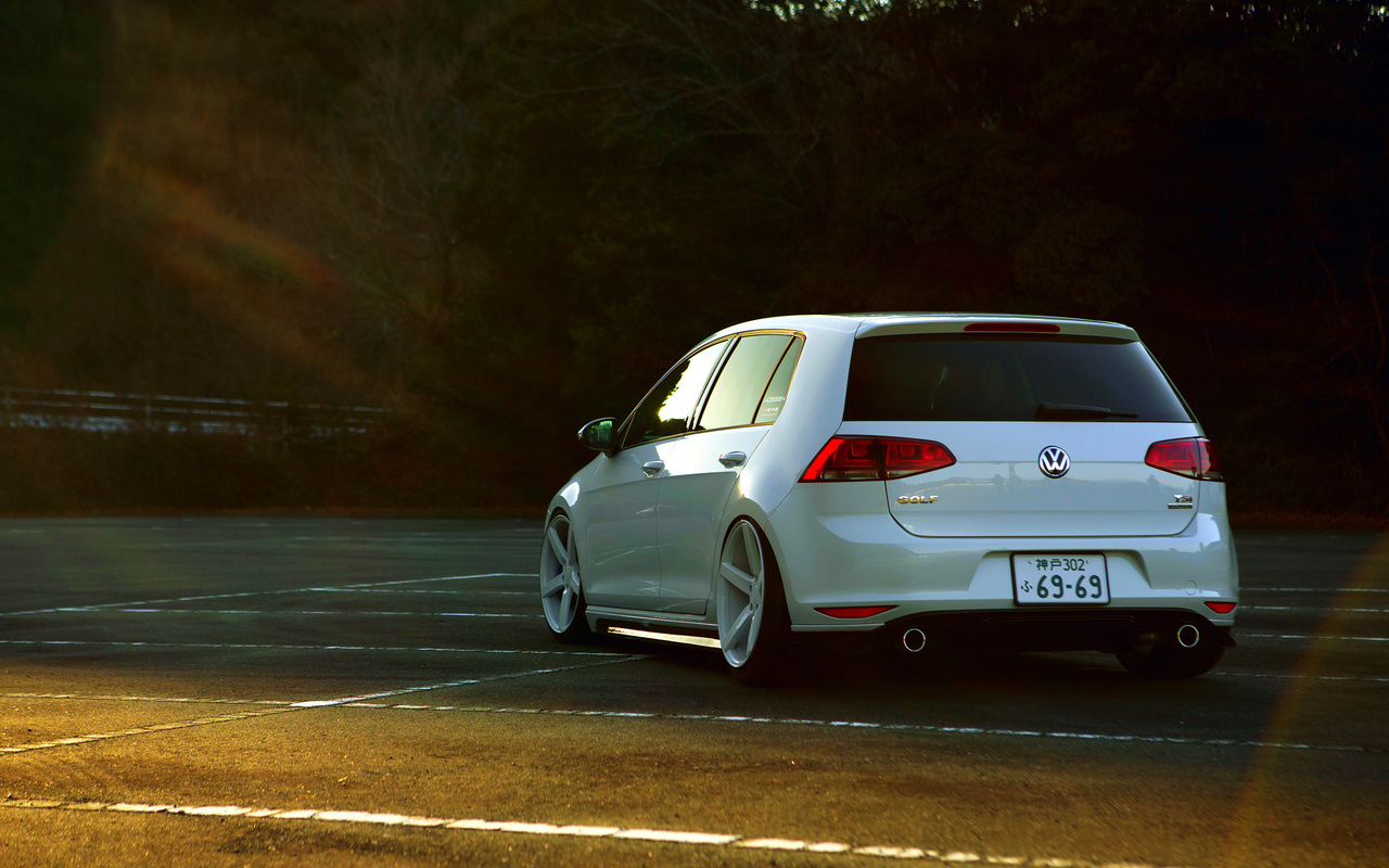 volkswagen, golf, , white, rear, 