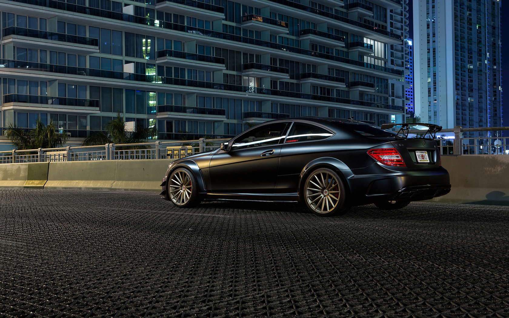 rear, amg, c63, black, c-klasse, mercedes-benz, vossen