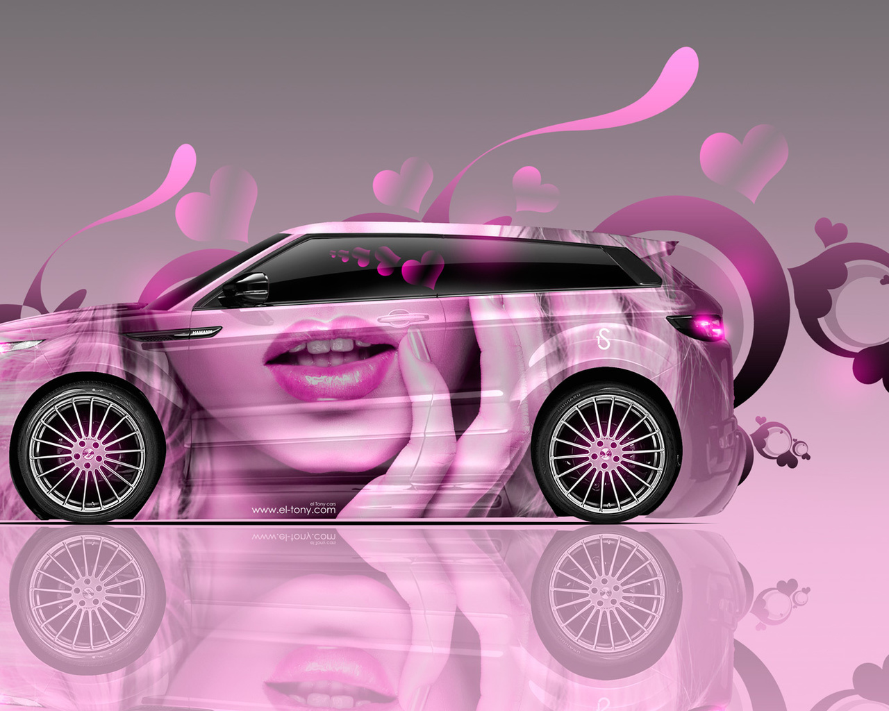 tony kokhan, land rover, evoque, glamour, girl, side, aerography, pink, soft, image, hd wallpapers, lips, el tony cars, photoshop,  , ,  , ,  , , , , , , , , , 2014