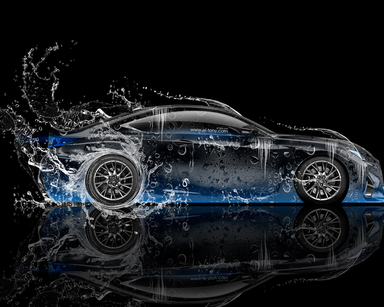 tony kokhan, lexus, rc-f, water, car, blue, neon, effects, side, el tony cars, photoshop, hd wallpapers,  , , ,  , , , , , , , ,  , , 2014, 