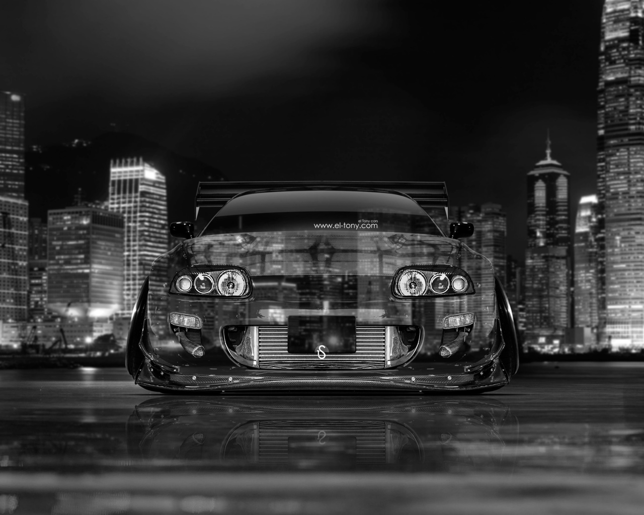 tony kokhah, toyota, supra, jdm, front, crystal, city, black, white, silver, tuning, el tony cars, photoshop, 4k, wallpapers,  , , , , ,  , , , , , -, , , , , 2