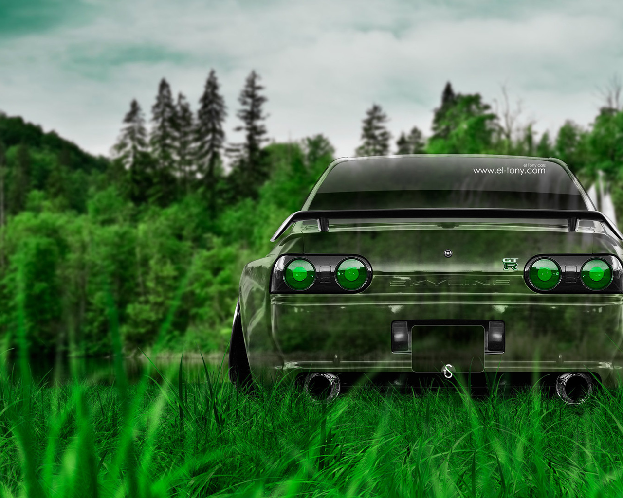 tony kokhan, nissan, skyline, gtr, r32, jdm, back, crystal, nature, car, green, grass, el tony cars, photoshop, hd wallpapers,  , , , , , 32,  , , , , , , , , ,