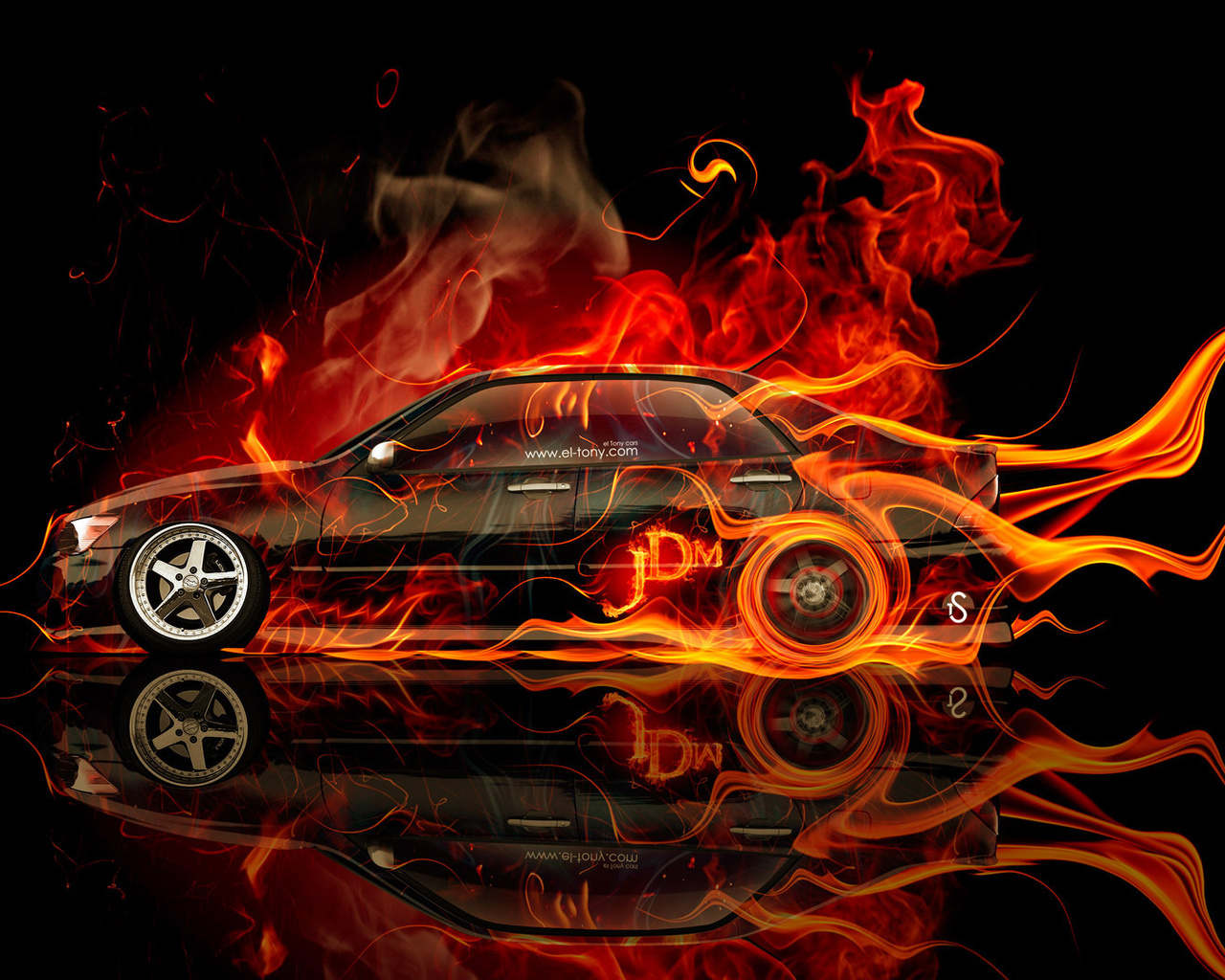 Картинки tony kokhan, toyota, altezza, jdm, fire, car, orange, black,  flame, abstract, el tony cars, photoshop, hd wallpapers, design, тони  кохан, фотошоп, стиль, тойота, альтеза, алтеза, огненная, машина, огненное,  авто, огонь, вид