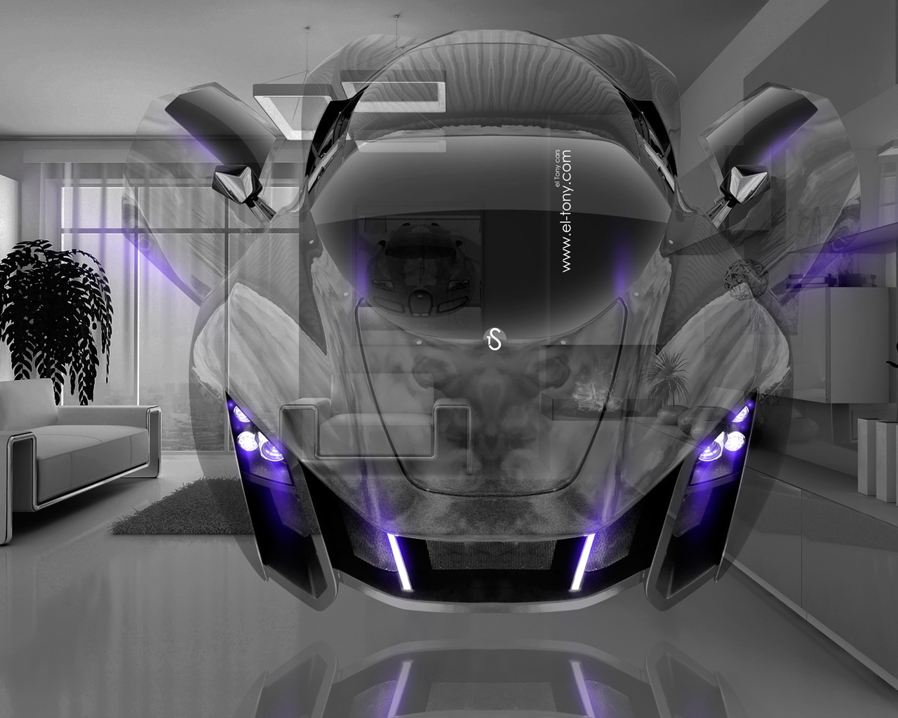 tony kokhan, marussia, crystal, home, fly, car, violet, neon, fantasy, interior, hd wallappers, el tony cars, art, design, photoshop, russian,  , , , , , 2014, , , , , , , , 