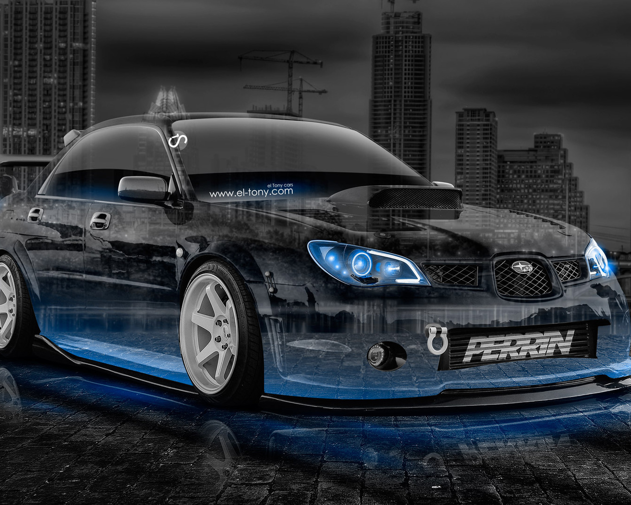 tony kokhan, subaru, impreza, wrx, sti, jdm, crystal, city, car, blue, neon, tuning, el tony cars, photoshop, hd wallpapers, art, design,  , , , , , , , , , , , , , , 