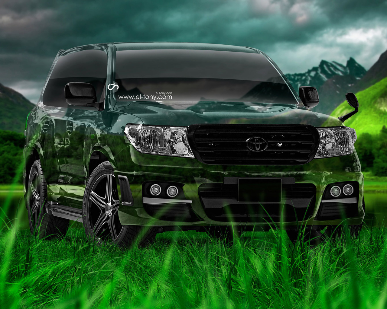 tony kokhan, toyota, land cruiser, jdm, crystal, nature, green, grass, jeep, style, design, art, el tony cars, photoshop, hd wallpapers,  , , , , ,  , , , , , , , , 