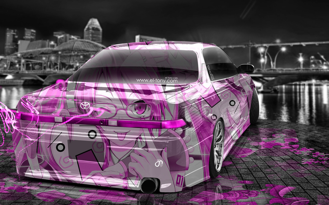 tony kokhan, toyota, mark2, jzx90, jdm, anime, aerography, city, pink, neon, effects, style, photoshop, girl, el tony cars, hd wallpapers,  , , , , , 2, 90 , , , , , , , 