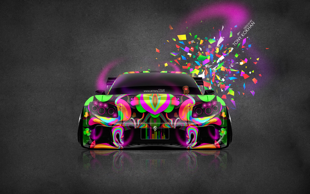 tony kokhan, mazda, rx7, veilside, jdm, style, aerography, multicolors, pink, effects, domo kun, toy, el tony cars, photoshop, hd wallpapers,  , , , 7, , , , ,  , , , , , 2