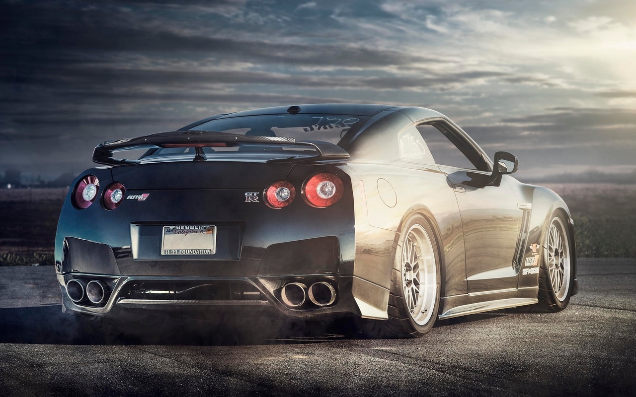 nissan, gt-r, car, alpha, r35, black, rear