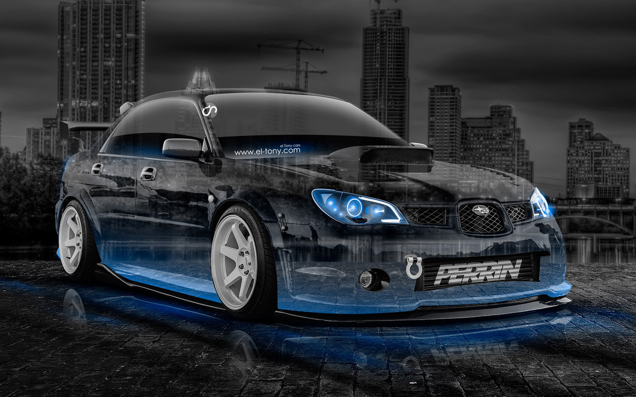 tony kokhan, subaru, impreza, wrx, sti, jdm, crystal, city, car, blue, neon, tuning, el tony cars, photoshop, hd wallpapers, art, design,  , , , , , , , , , , , , , , 