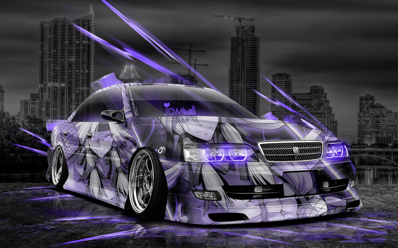 Картинки tony kokhan, toyota, chaser, anime, aerography, city, car, violet,  neon, effects, jdm, el tony cars, hd wallpapers, design, art, style, тони  кохан, фотошоп, стиль, тойота, Чайзер, джэдээм, аэрография, фиолетовый,  цвет, неон,