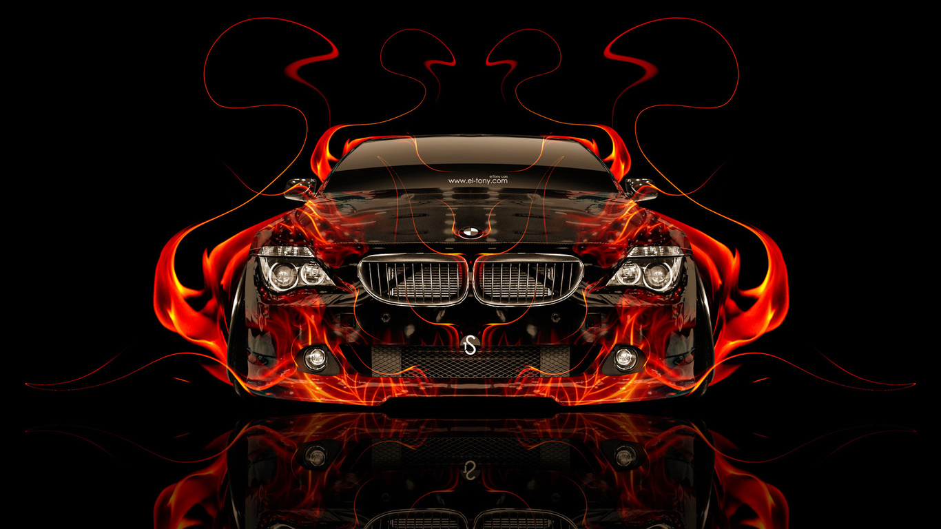 tony kokhan, bmw, m6, front, fire, car, abstract, tuning, orange, el tony cars, photoshop, wallpapers,  , , , ,  , 6,  , , , , , , , , , , 2014