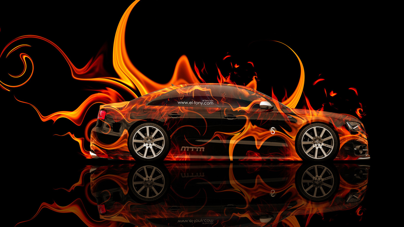 tony kokhan, audi, s8, biturbo, fire, car, orange, abstract, black, tuning, mtm, el tony cars, photoshop, hd wallpapers,  , , , ,  , , ,  , , , , , 2014, 