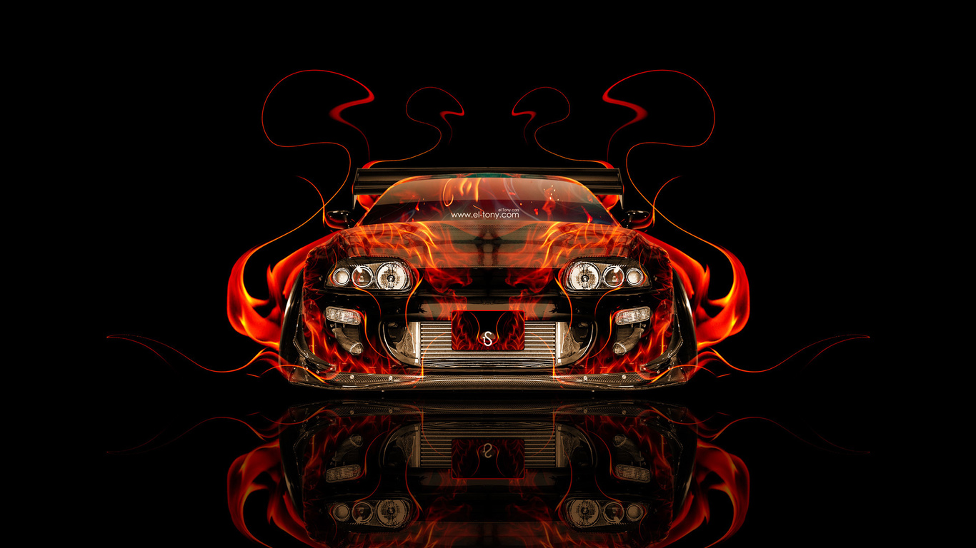 tony kokhan, toyota, supra, fire, car, tuning, jdm, orange, black, abstract, el tony cars, photoshop, hd wallpapers,  , , , , , ,  , , , , , , , , , 2014