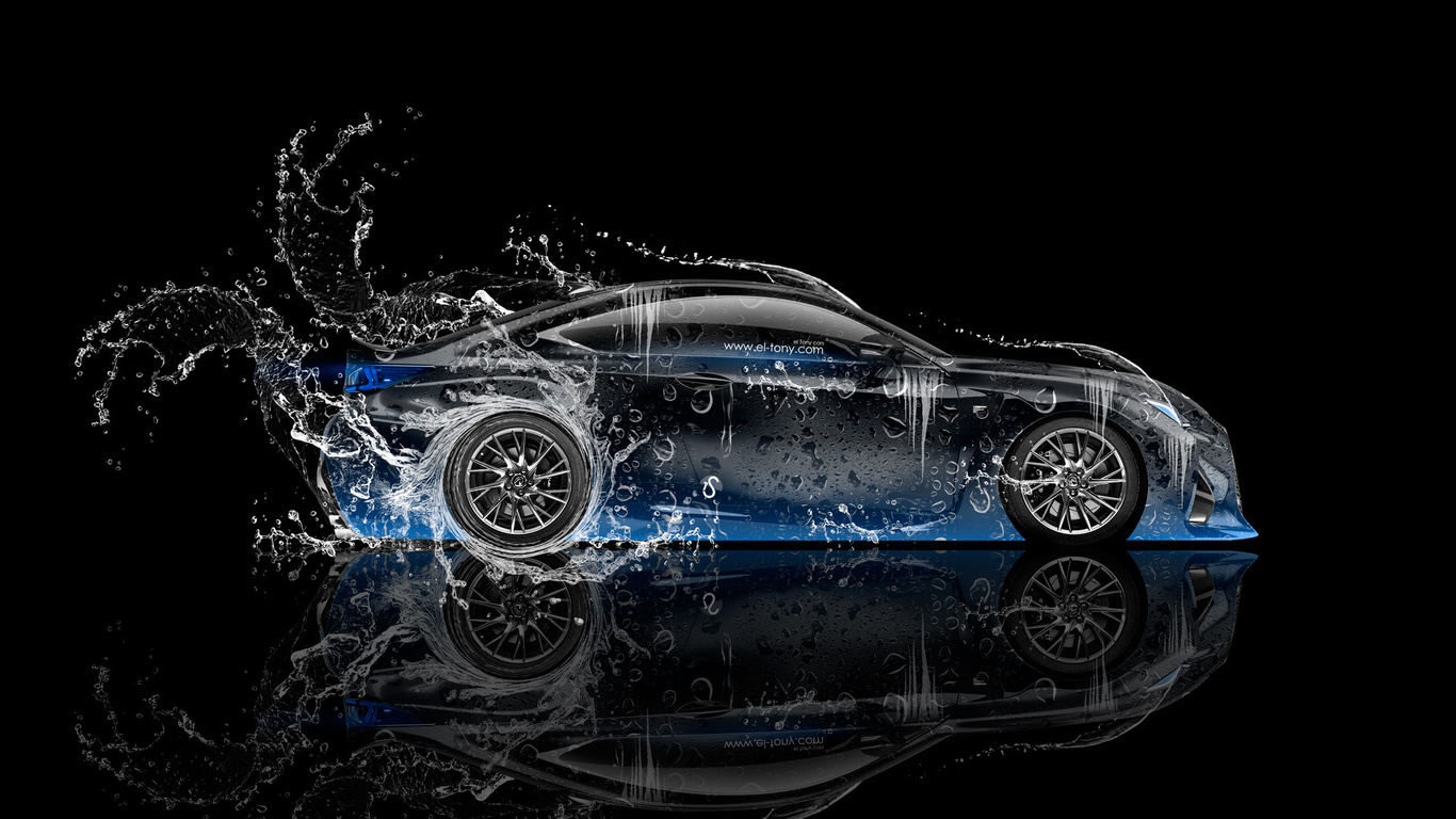 tony kokhan, lexus, rc-f, water, car, blue, neon, effects, side, el tony cars, photoshop, hd wallpapers,  , , ,  , , , , , , , ,  , , 2014, 