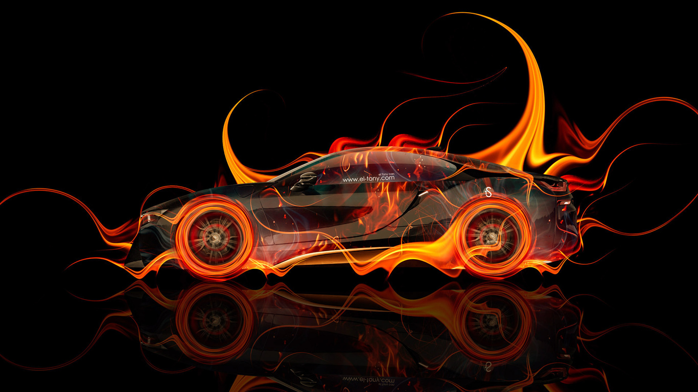 Картинки tony kokhan, bmw, i8, fire, car, side, orange, abstract, black, el  tony cars, photoshop, hd wallpapers, design, тони кохан, фотошоп, бмв, ай  восемь, вид сбоку, огненная, машина, огонь, авто, Черный, фон,