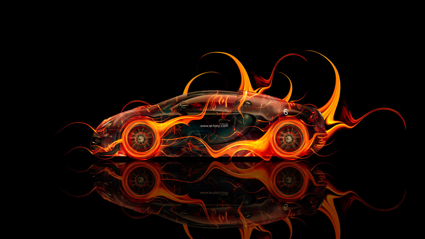 Картинки tony kokhan, bugatti, veyron, fire, car, side, abstract, orange,  el tony cars, photoshop, hd wallpapers, design, тони кохан, фотошоп,  бугатти, вейрон, вид сбоку, огонь, машина, огненная, огненное, авто,  Черный, фон, оранжевый,