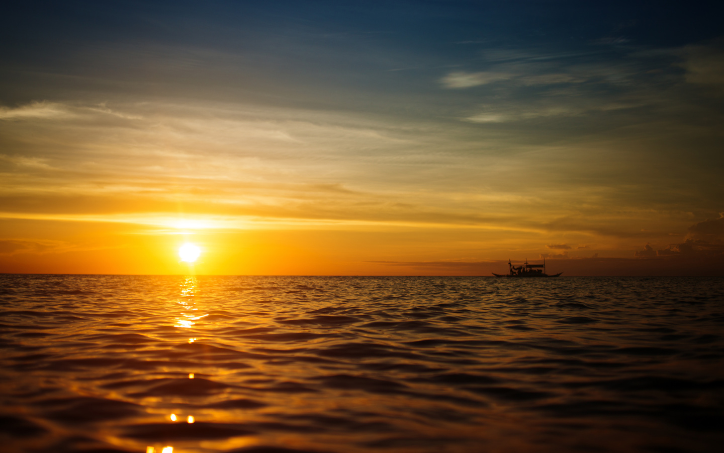 sunset, sea, boat, nature, landscape, beautiful scene, sky, sunbeams, , , , , ,  , ,