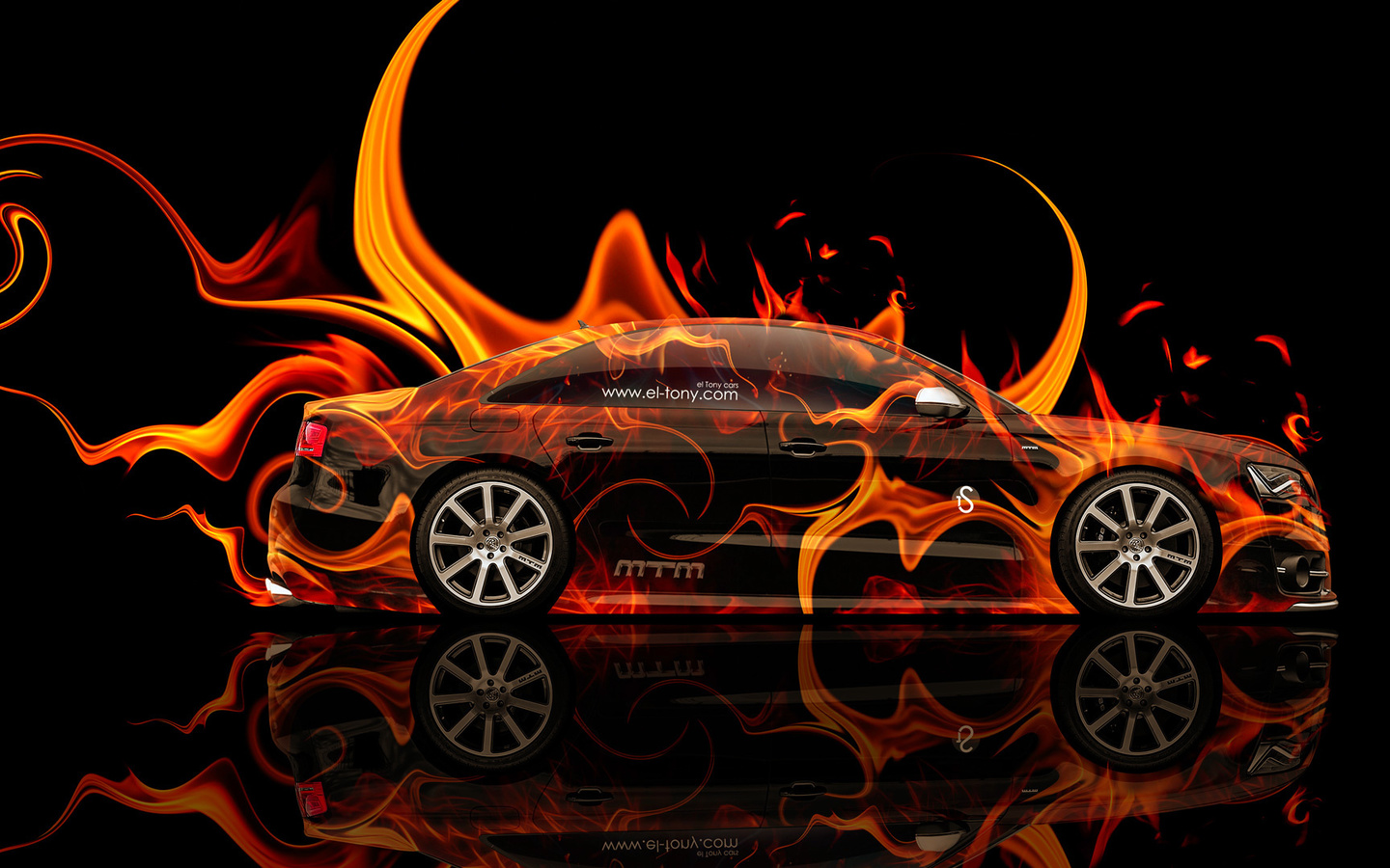 tony kokhan, audi, s8, biturbo, fire, car, orange, abstract, black, tuning, mtm, el tony cars, photoshop, hd wallpapers,  , , , ,  , , ,  , , , , , 2014, 