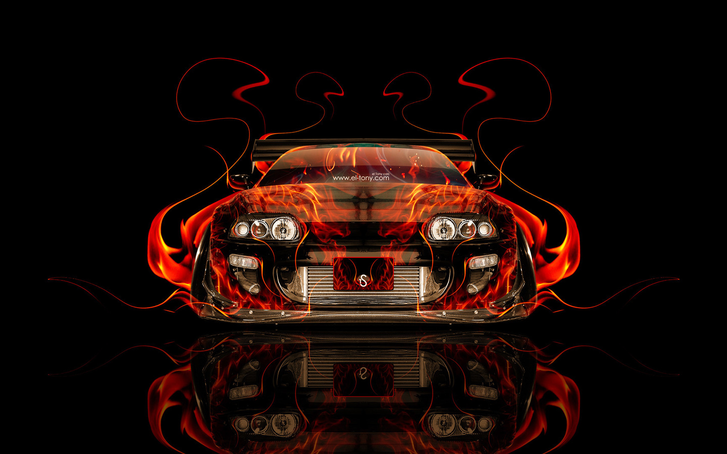 tony kokhan, toyota, supra, fire, car, tuning, jdm, orange, black, abstract, el tony cars, photoshop, hd wallpapers,  , , , , , ,  , , , , , , , , , 2014