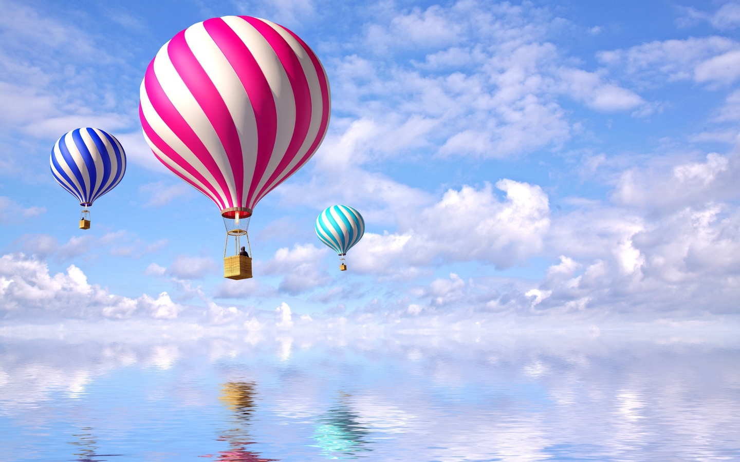 air-balloons, water reflexion, , , , , , , 3d 