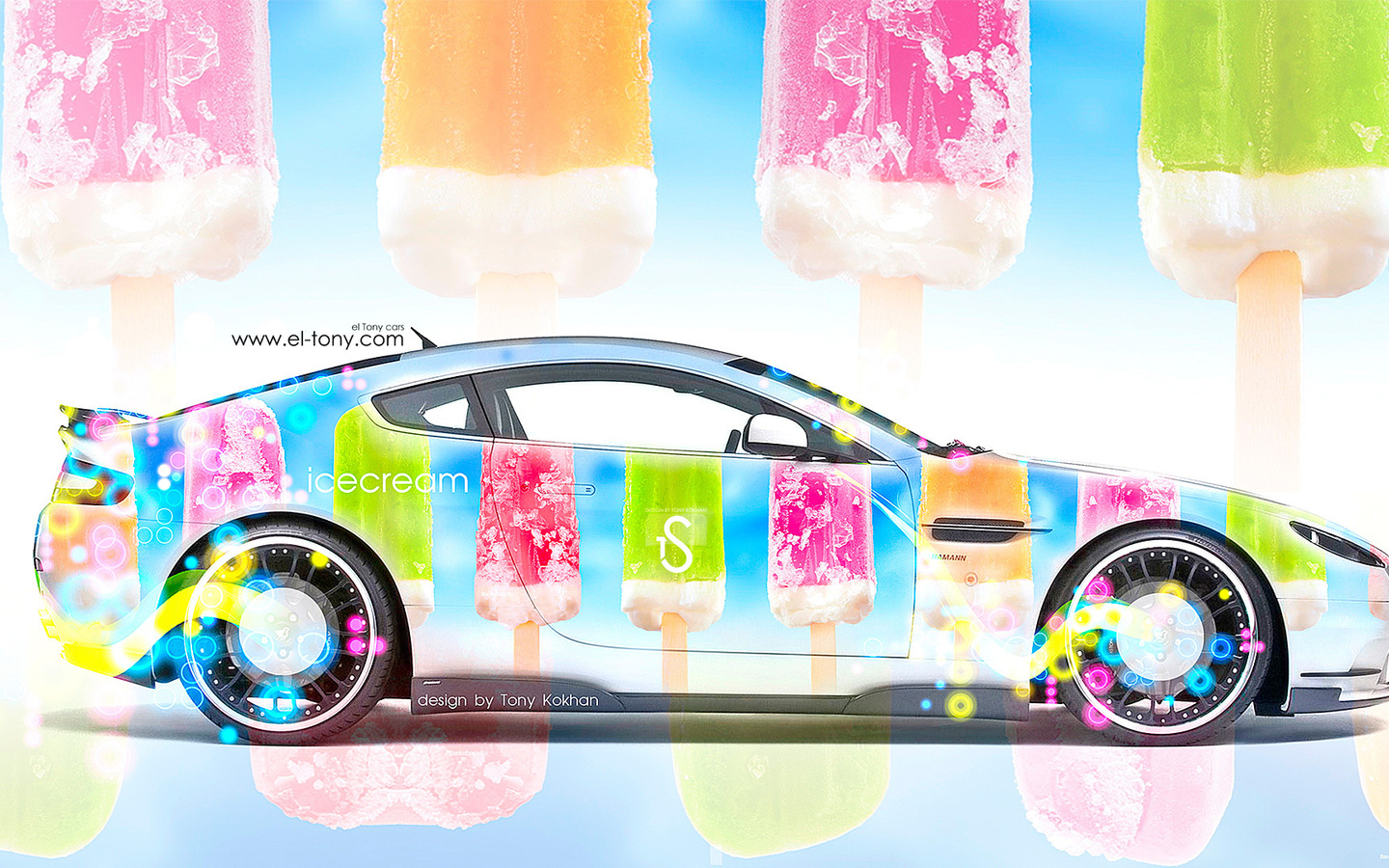 tony kokhan, aston martin, side, ice cream, multicolors, aerography, car, food, glamour, el tony cars, hd wallpapers, design, art, style,  ,  , , , , , , ,  , , , 201