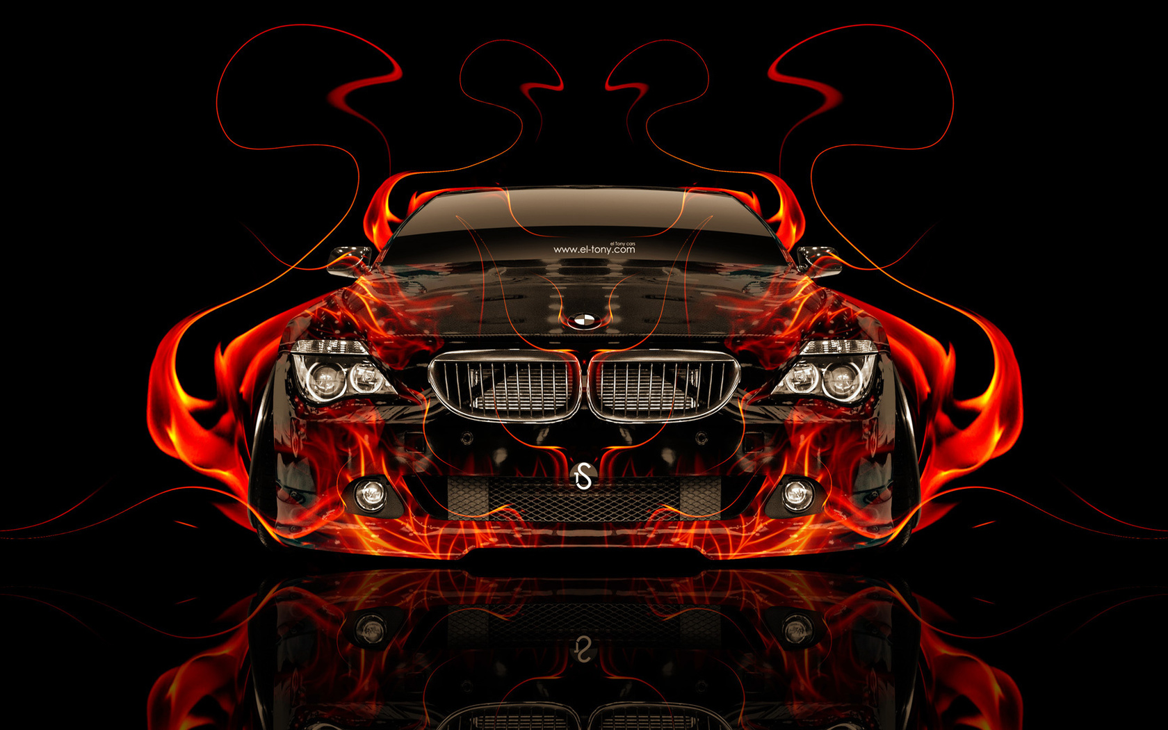 tony kokhan, bmw, m6, front, fire, car, abstract, tuning, orange, el tony cars, photoshop, wallpapers,  , , , ,  , 6,  , , , , , , , , , , 2014