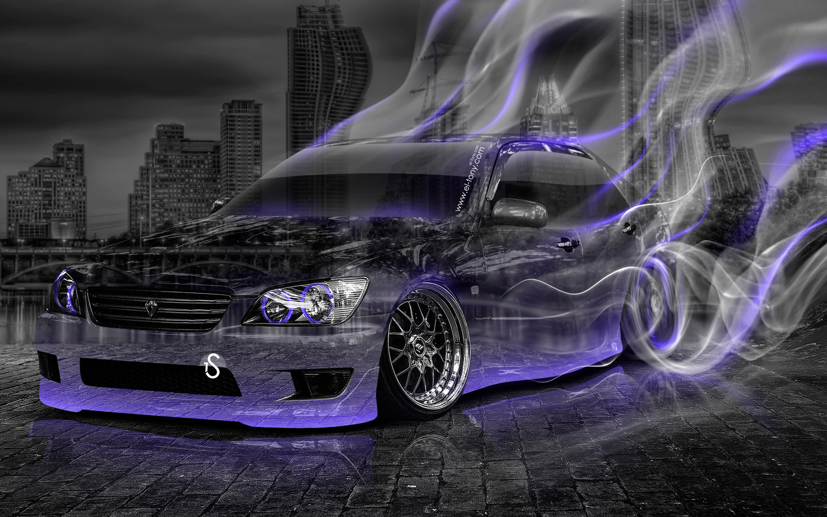 tony kokhan, toyota, altezza, jdm, crystal, car, smoke, drift, style, violet, neon, night, el tony cars, photoshop, hd wallpapers,  , , , , , , , , , , , , , , 