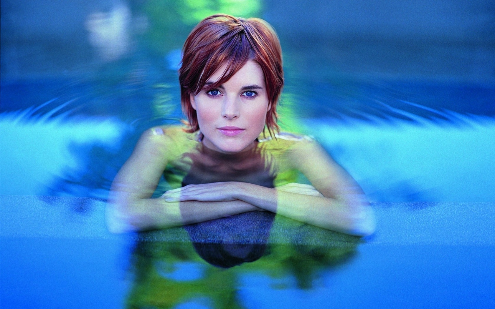 woman, face, water, pool, beauty