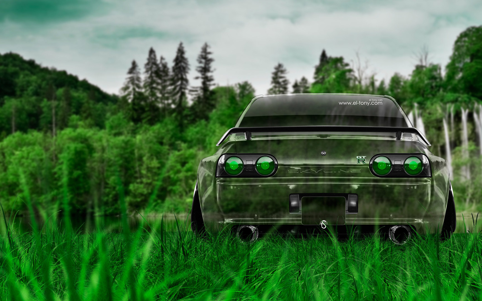 tony kokhan, nissan, skyline, gtr, r32, jdm, back, crystal, nature, car, green, grass, el tony cars, photoshop, hd wallpapers,  , , , , , 32,  , , , , , , , , ,