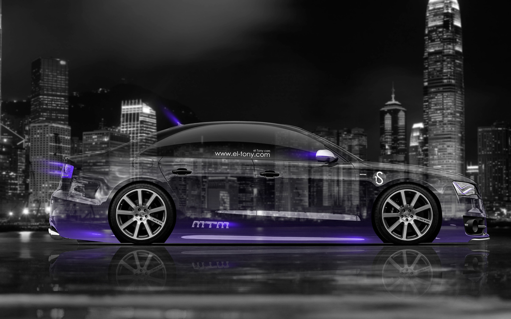 tony kokhan, audi, s8, crystal, city, car, violet, neon, mtm, tuning, night, biturbo, hd wallpapers, el tony cars, art,  , , ,  , 8,  , , , , , , , , , , , 20