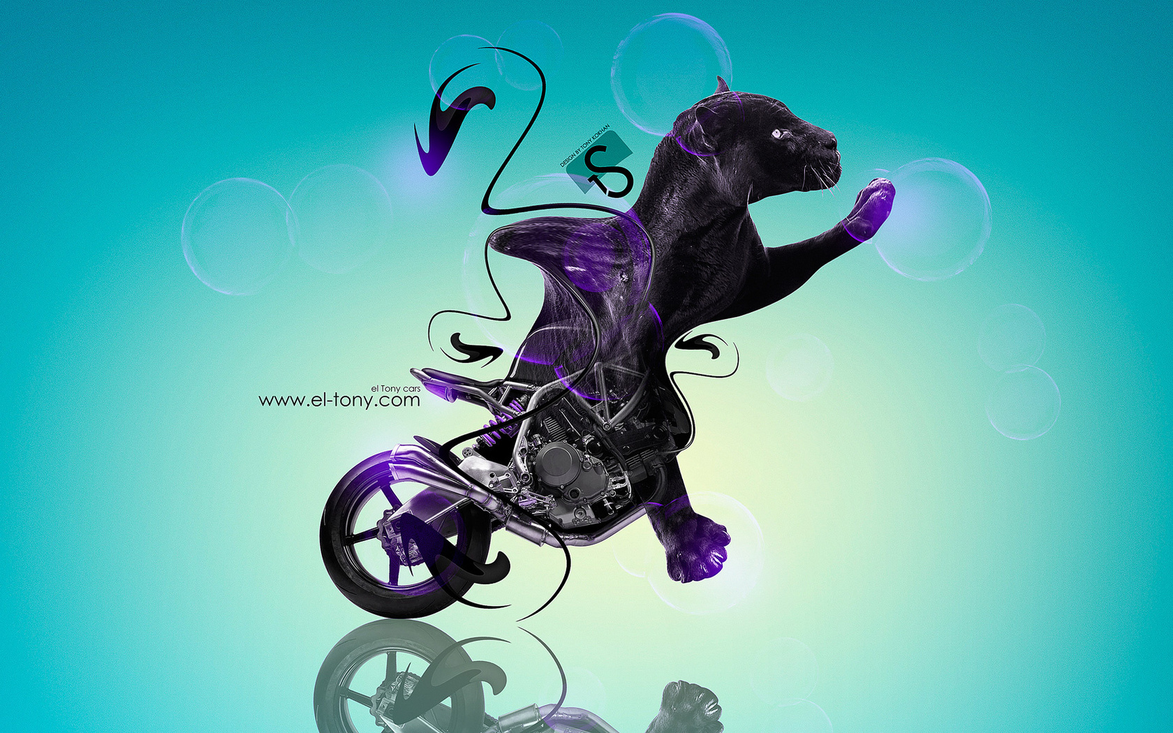 tony kokhan, ncr, m4, fantasy, animal, moto, bike, cat, panther, blue, violet, black, plastic, el tony cars, photoshop, design, art, hd wallpapers,  , , , , , , , , ,  , , , 