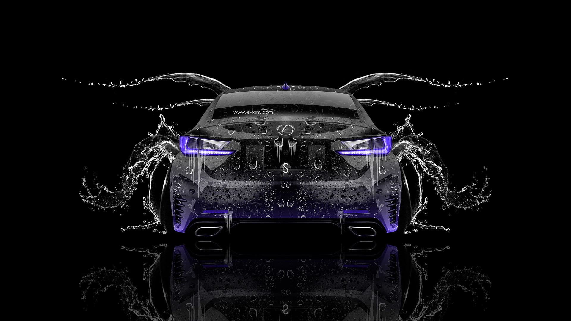 Картинки tony kokhan, lexus, rc350, water, car, back, black, violet, neon,  el tony cars, photoshop, style, hd wallpapers, тони кохан, фотошоп, стиль,  лексур, эрце 350, вид сзади, водяная, машина, вода, эффекты, фиолетовый,